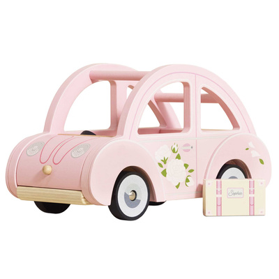 Drewniany różowy samochód retro Sophie, zabawka dla dzieci, auto Le Toy Van