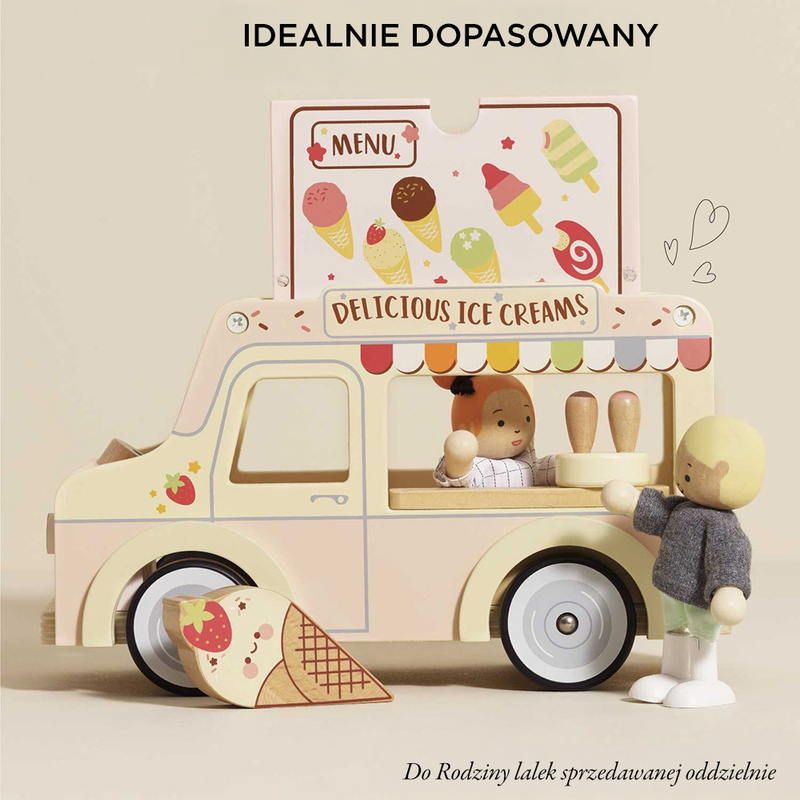 Drewniany samochód retro lodziarnia Dolly, zabawka dla dzieci, Le Toy Van