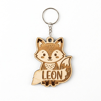 Brelok Drewniany z Imieniem Lisek Personalizowany