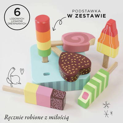 Drewniane lody na patyku zestaw, zabawka dla dzieci, lodziarnia, Le Toy Van