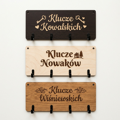 Personalizowany wieszak na klucze HDF wenge z Twoim napisem