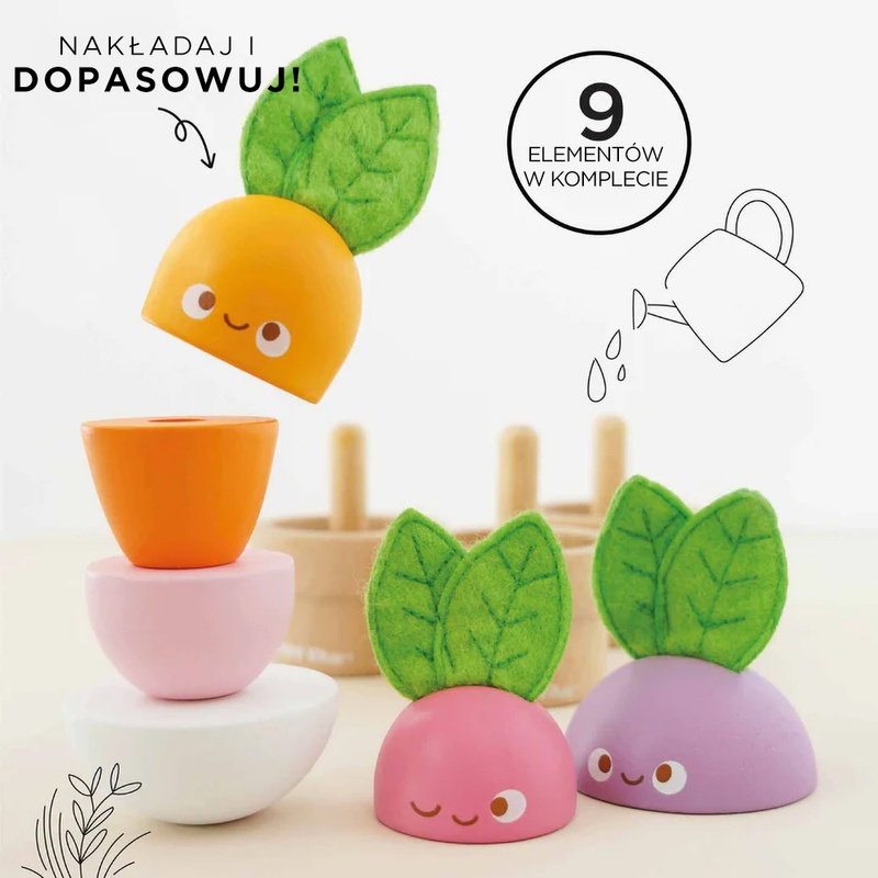 Drewniana układanka warzywa, zabawka edukacyjna dla dzieci, Le Toy Van