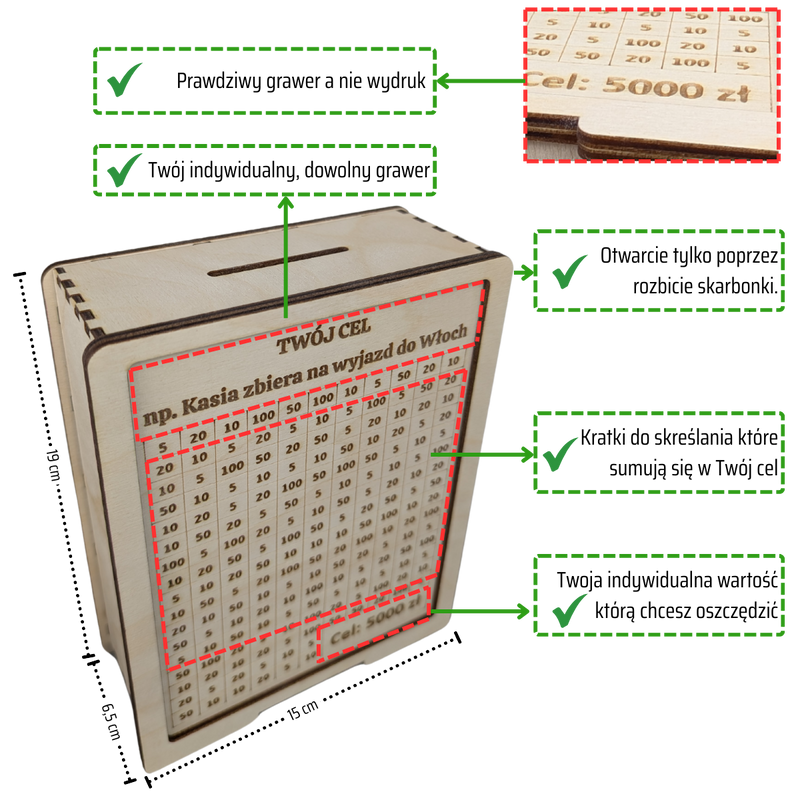 Moneybox to cross out with a pane of glass. Full customization. Tracker 