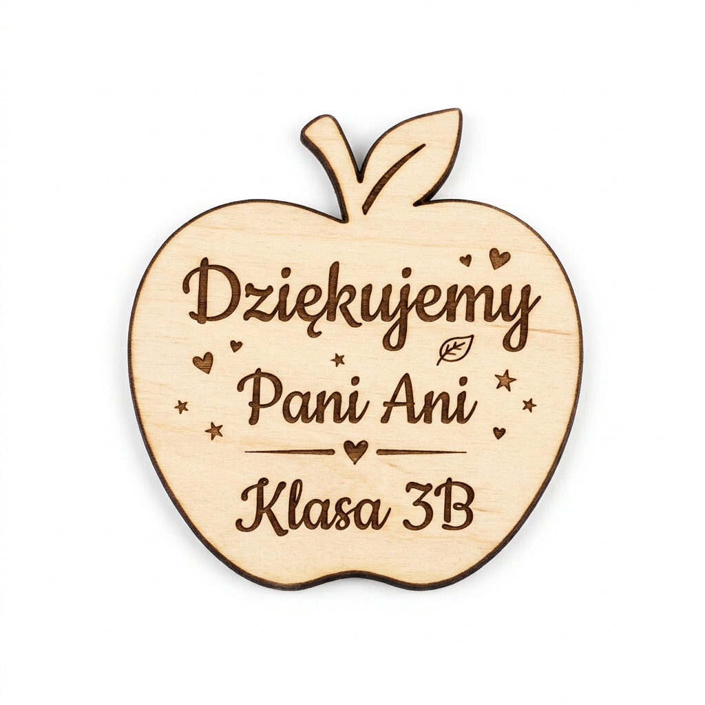 Drewniany Magnes Jabłko z Personalizacją – Podziękowanie dla Nauczyciela