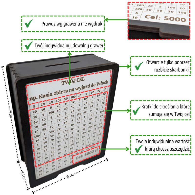 Moneybox to cross out with a pane of glass. Full customization. Tracker 