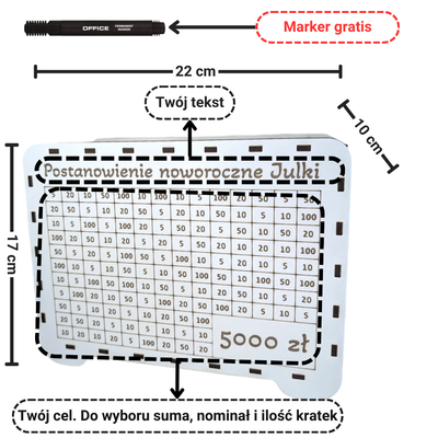 Moneybox "Bielik" with a target to cross out. Your Challenge / Tracker + gratis