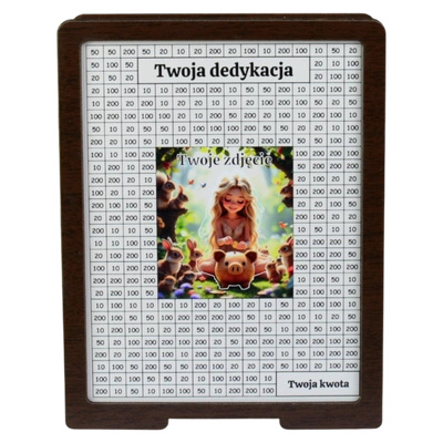 Skarbonka wykreślana – z Twoją grafiką, dowolny cel – Wenge