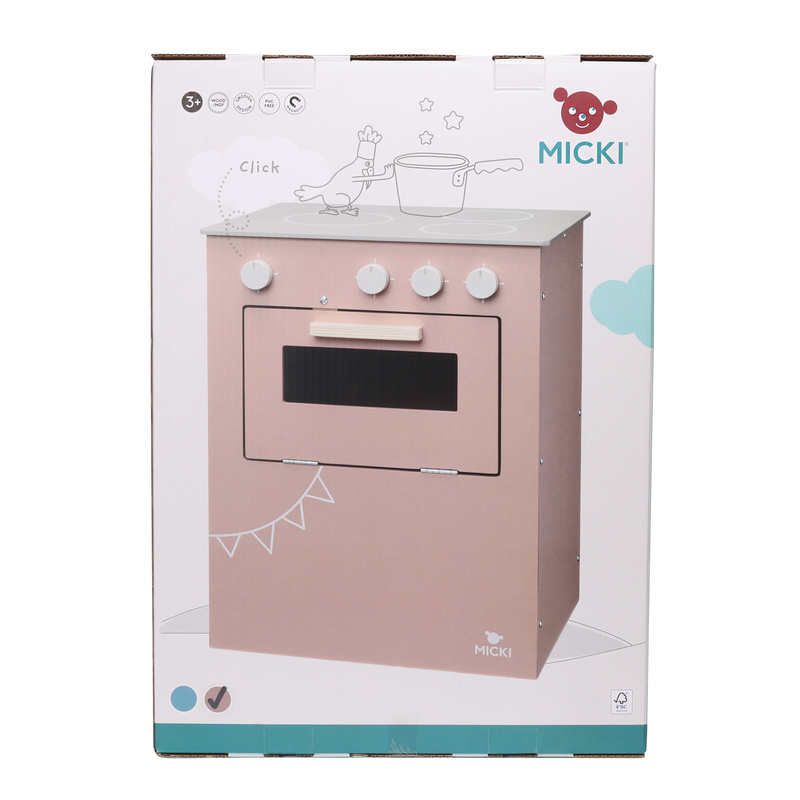 Różowa drewniana kuchenka dla dzieci, kuchnia, piekarnik gotowanie, Micki