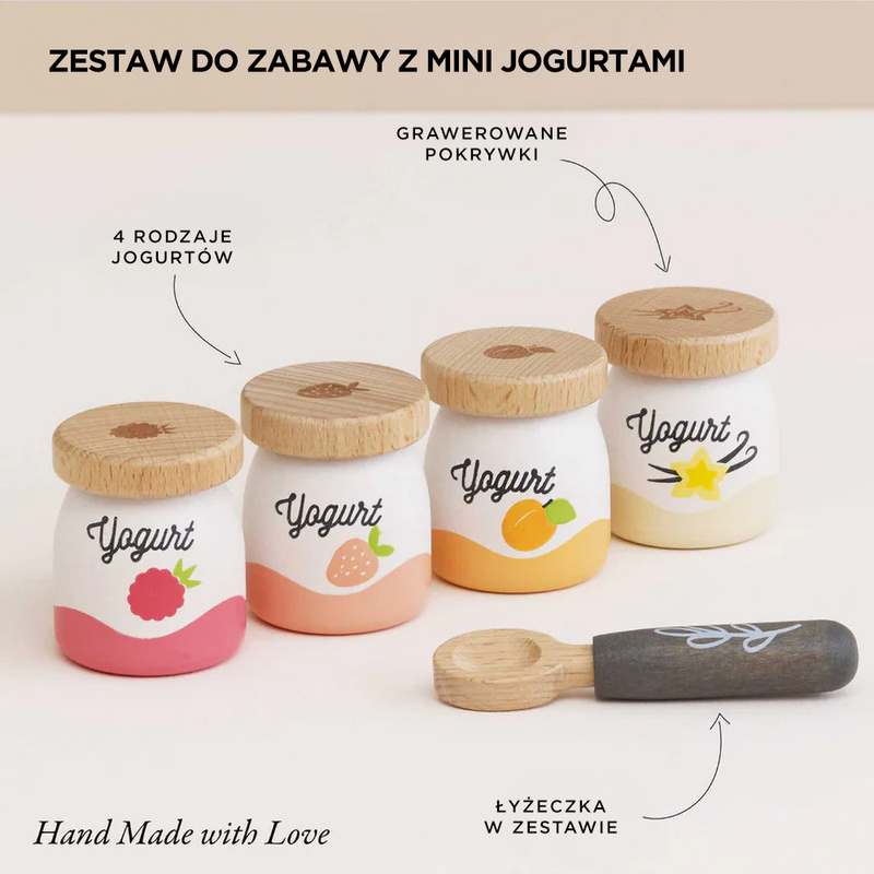 Drewniane jedzenie jogurty do zabawy akcesoria kuchenne, zabawka Le Toy Van
