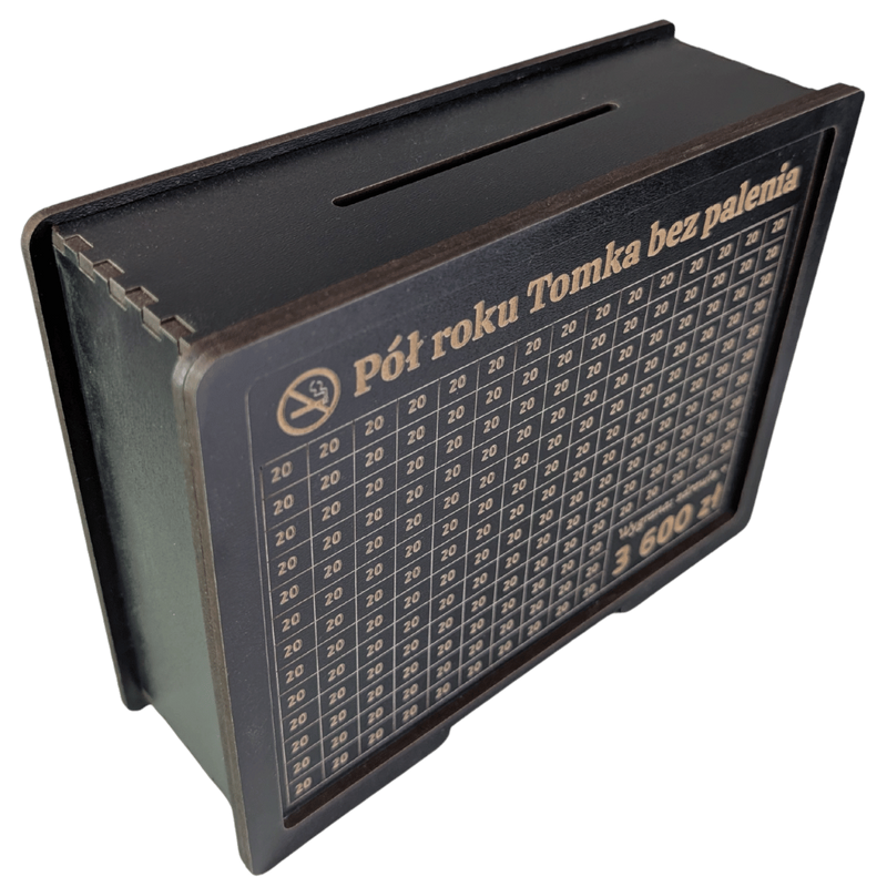 Moneybox to cross out with a pane of glass. Full customization. Tracker 