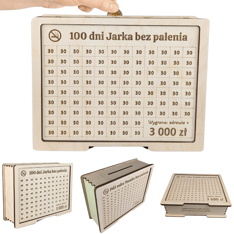 Moneybox to cross out with a pane of glass. Full customization. Tracker 