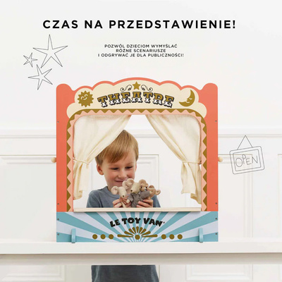 Drewniany teatr lalek zabawka dla dzieci pacynki odgrywanie ról  Le Toy Van