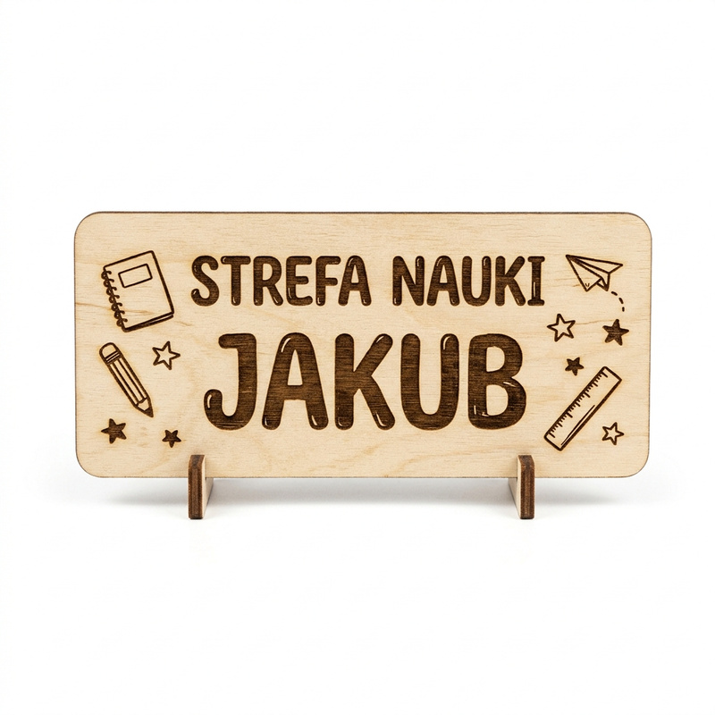 Personalizowana tabliczka na biurko ucznia z Twoim imieniem Drewniany Wiking