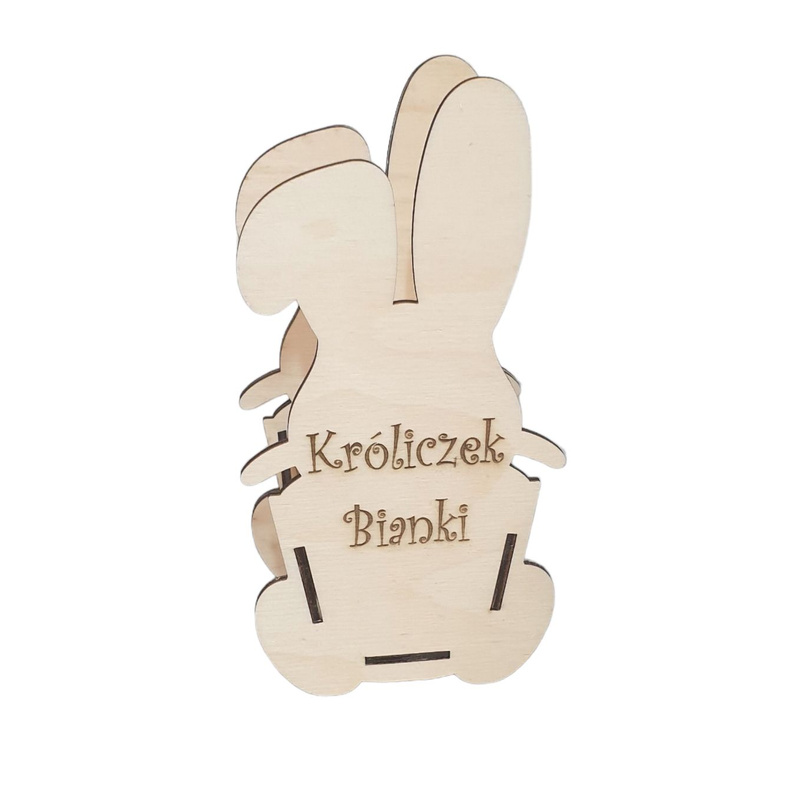 Wooden crayon organizer for boy with dedication Rabbit