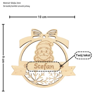 Bombka drewniania - Mikołaj - z twoim imieniem (grawer/personalizacja)