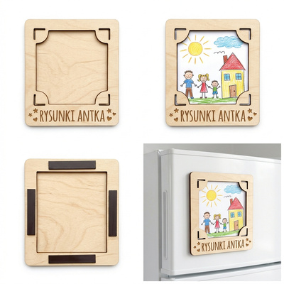 Personalizowany magnes ramka na rysunek dziecka z Twoim imieniem na lodówkę