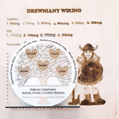 Białe Drewniane Drzewo z wierszykiem Rodzinnie