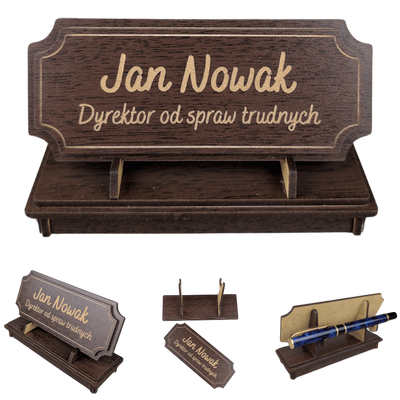 Tabliczka na biurko  - Personalizowana - "Znak Jarla" Wenge
