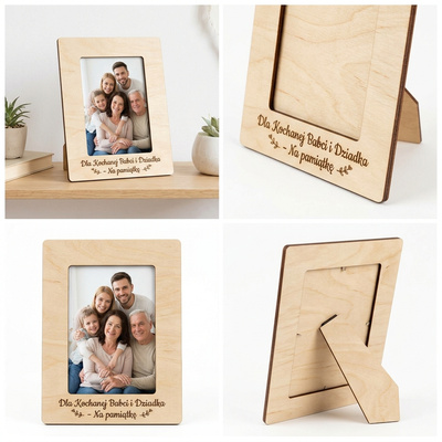 Pionowa ramka na zdjęcie 10x15 z Twoją dedykacją – personalizowana z drewna