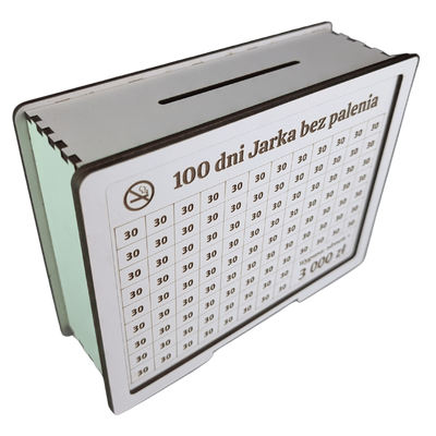 Moneybox to cross out with a pane of glass. Full customization. Tracker 
