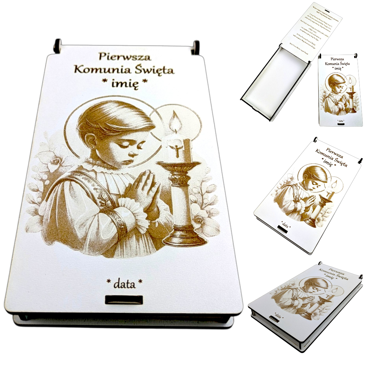 Pudełko personalizowane na Pierwszą Komunię Świętą na pieniądze Chłopiec