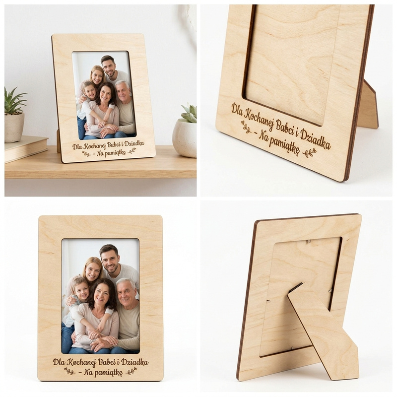 Pionowa ramka na zdjęcie 10x15 z Twoją dedykacją – personalizowana z drewna