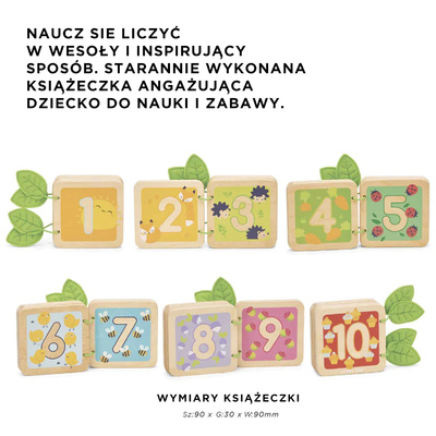 Drewniana książeczka zabawka edukacyjna, nauka liczb, dla dzieci Le Toy Van