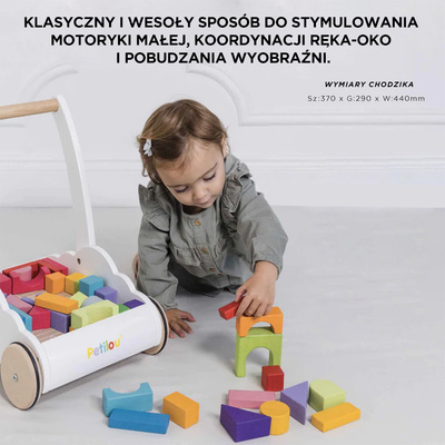 Drewniany chodzik Rainbow Cloud pchacz z klockami zabawka dzieci Le Toy Van