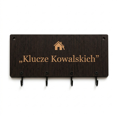 Personalizowany wieszak na klucze HDF wenge z Twoim napisem