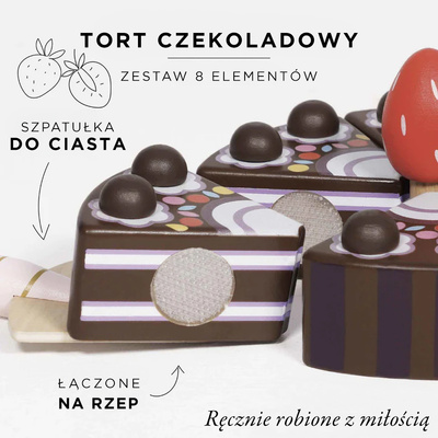 Drewniany tort czekoladowy, zabawka dla dzieci, odgrywanie ról, Le Toy Van