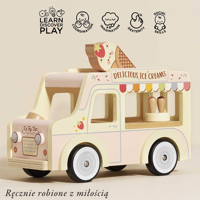 Drewniany samochód retro lodziarnia Dolly, zabawka dla dzieci, Le Toy Van