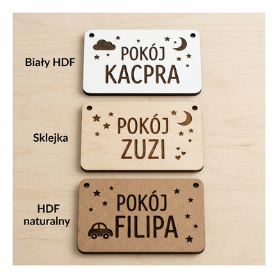 Personalizowana tabliczka na drzwi pokoju dziecka z Twoim imieniem – Biały HDF
