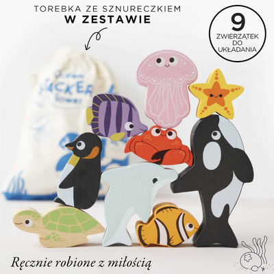 Drewniane figurki rybki, zabawka edukacyjna układanka dla dzieci Le Toy Van