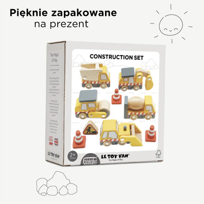 Drewniane maszyny budowlane zestaw, zabawka samochody dla dzieci Le Toy Van