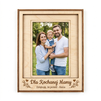 Pionowa ramka na zdjęcie 10x15 z Twoją dedykacją – personalizowana z drewna