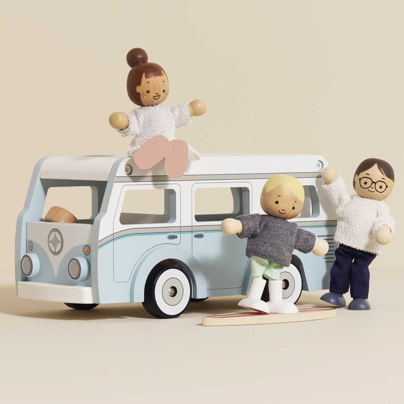 Drewniany kamper retro, wakacyjny samochód, zabawka dla dzieci, Le Toy Van