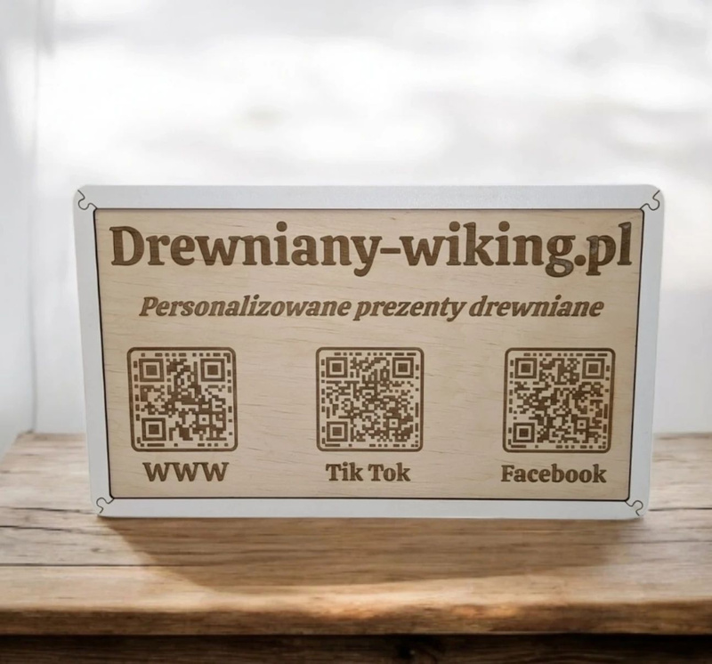 Tabliczka duża grawerowana naturalna upominek kod QR