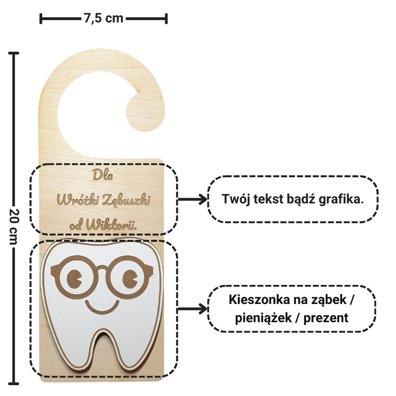 Zawieszka na drzwi dla Wróżki Zębuszki (wzór 4)