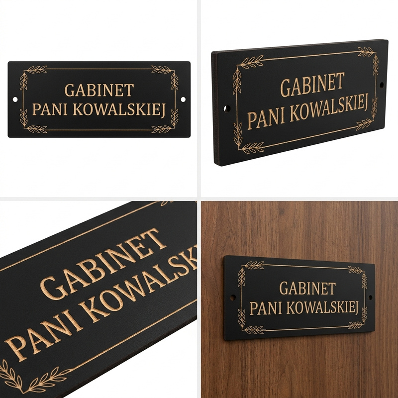 Personalizowana tabliczka na drzwi Gabinet Nauczyciela z Twoim napisem – HDF czarny