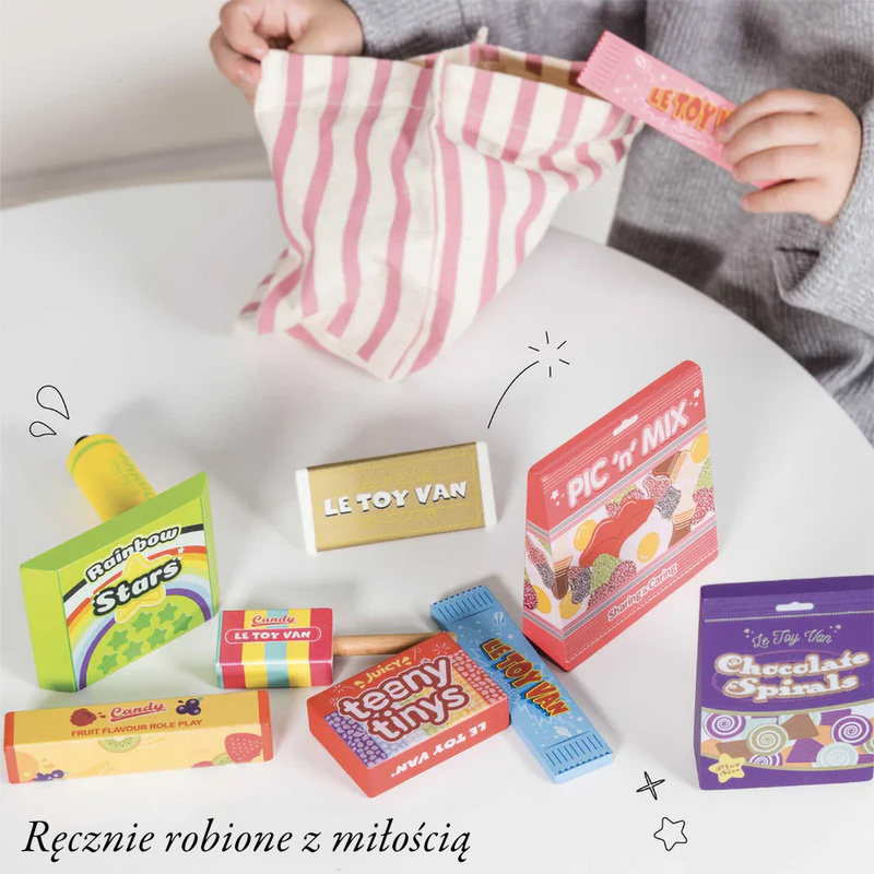 Drewniane słodycze zestaw, zabawka dla dzieci, zabawa w sklep, Le Toy Van