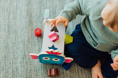 Drewniany sorter kształtów robot zabawka edukacyjna dla dzieci, Babblarna