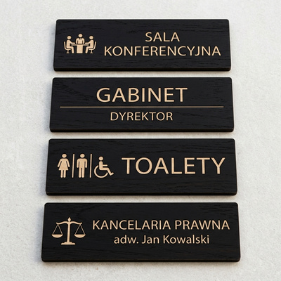 Elegancka Tabliczka Drzwiowa Wenge Personalizowana do Gabinetu i Kancelarii 20x8 cm