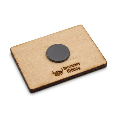 Personalizowany magnes na lodówkę ze zdjęciem 7x5 cm – Drewniany Wiking