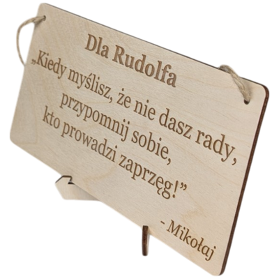 Tabliczka grawer "Motywator" - 10x20 cm - drewniana na prezent z gratisem