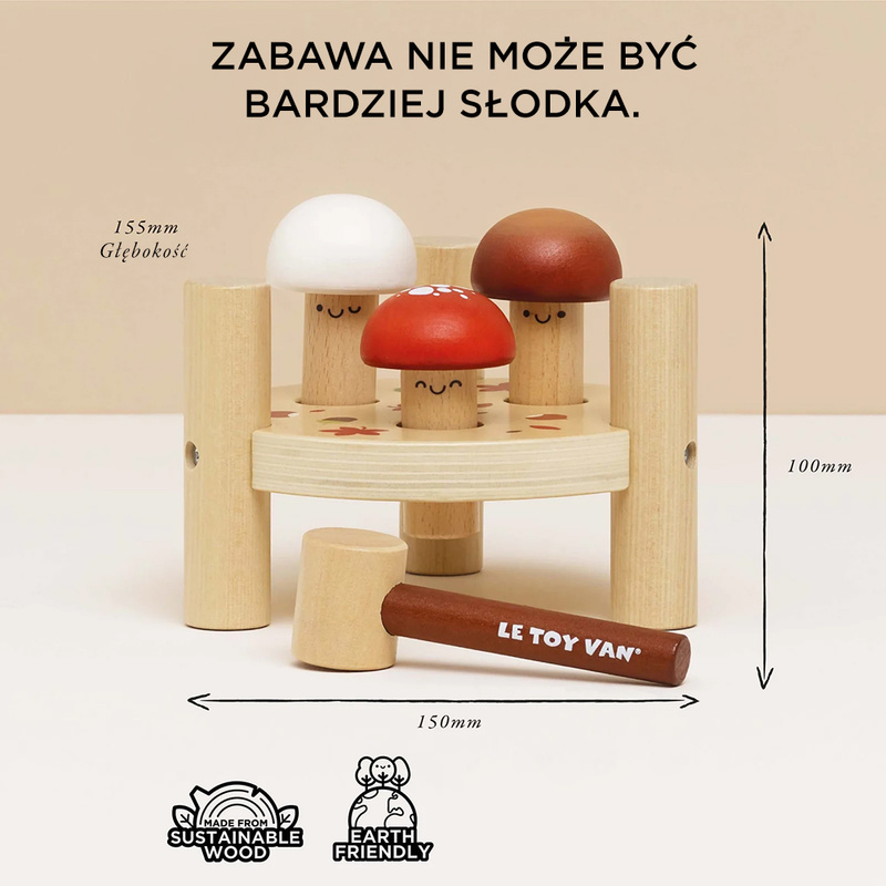 Drewniana przebijanka z grzybkami zabawka edukacyjna dla dzieci Le Toy Van