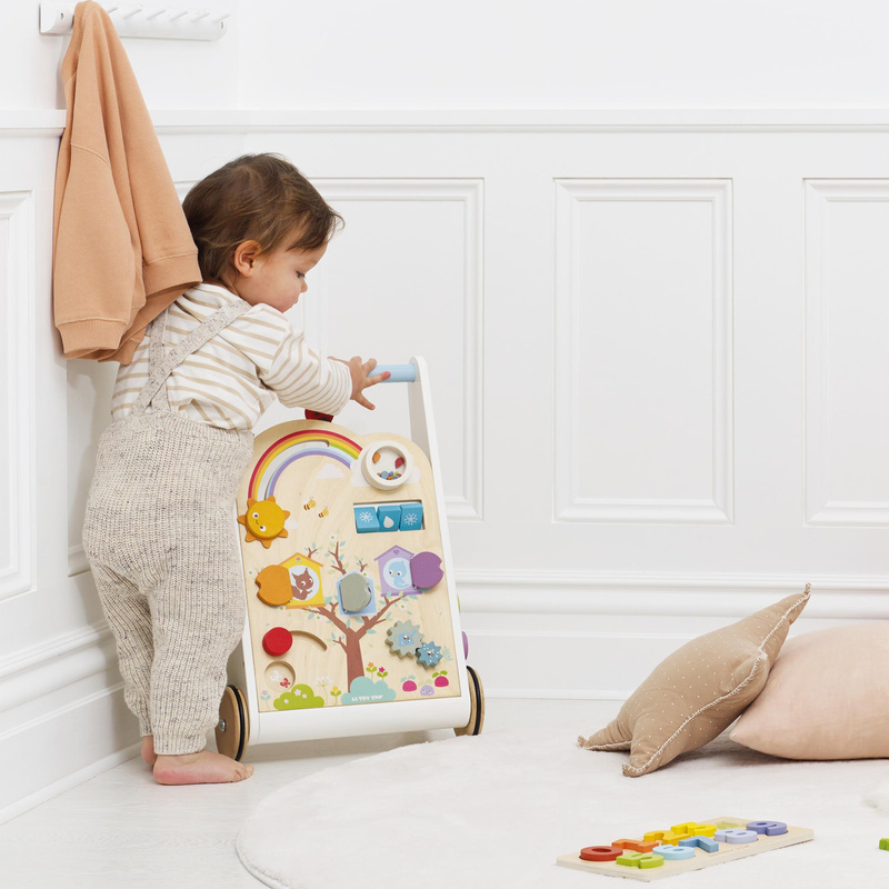 Drewniany chodzik edukacyjny, pchacz, sensoryczna zabawka dzieci Le Toy Van