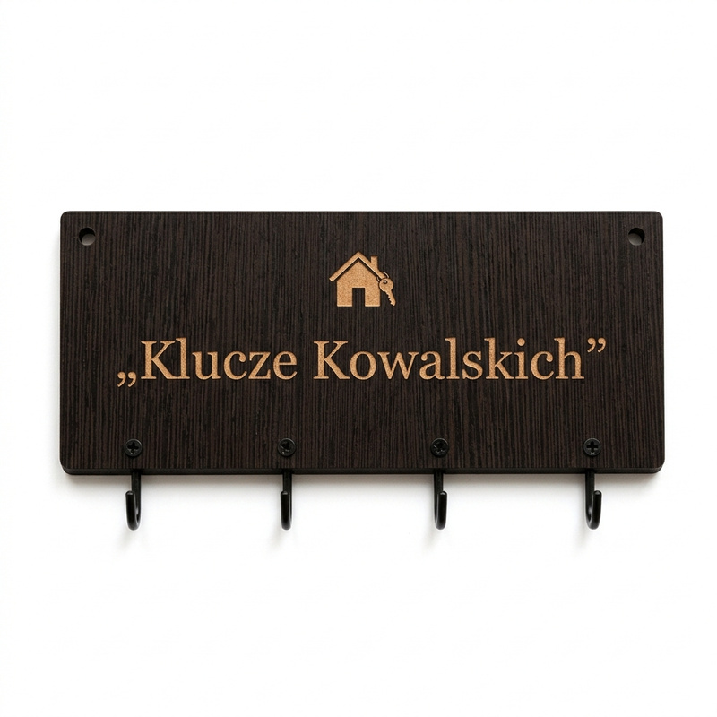 Personalizowany wieszak na klucze HDF wenge z Twoim napisem