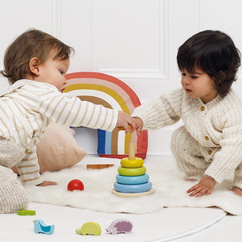 Drewniana układanka zabawka edukacyjna, piramida dla dzieci, Le Toy Van