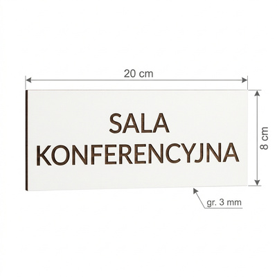 Biała Tabliczka na Drzwi Biurowe z Twoim Napisem – Gabinet, Sala Konferencyjna 20x8 cm