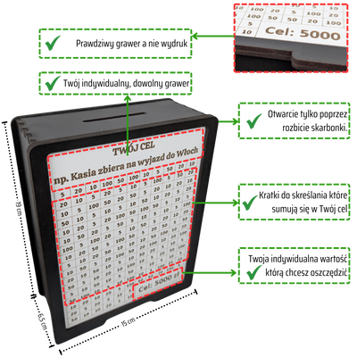 Moneybox to cross out with a pane of glass. Full customization. Tracker 